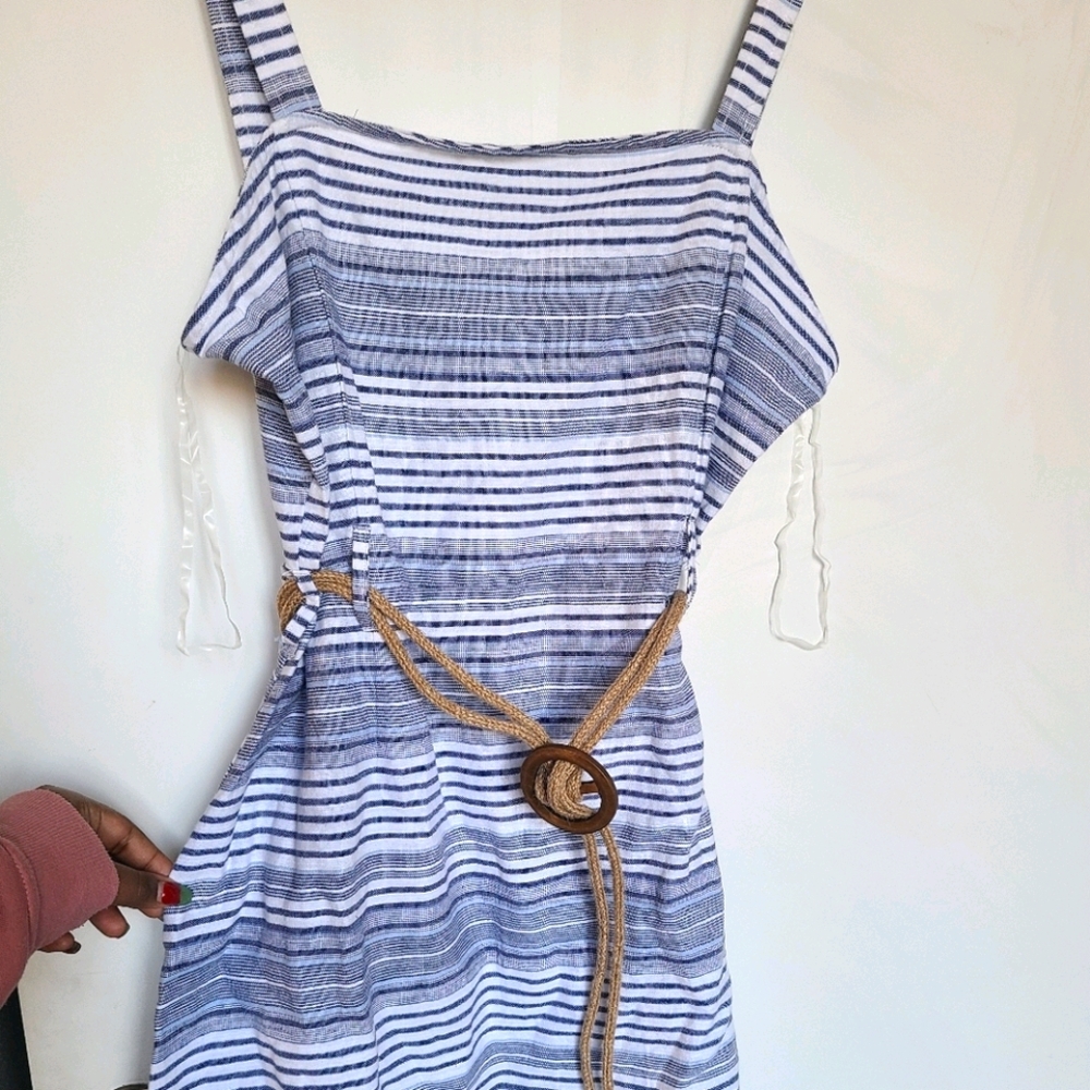 Blue & White striped dress| Derek Heart
